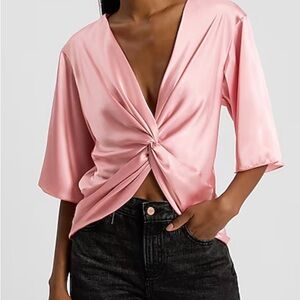 Satin twist front top. NWT.